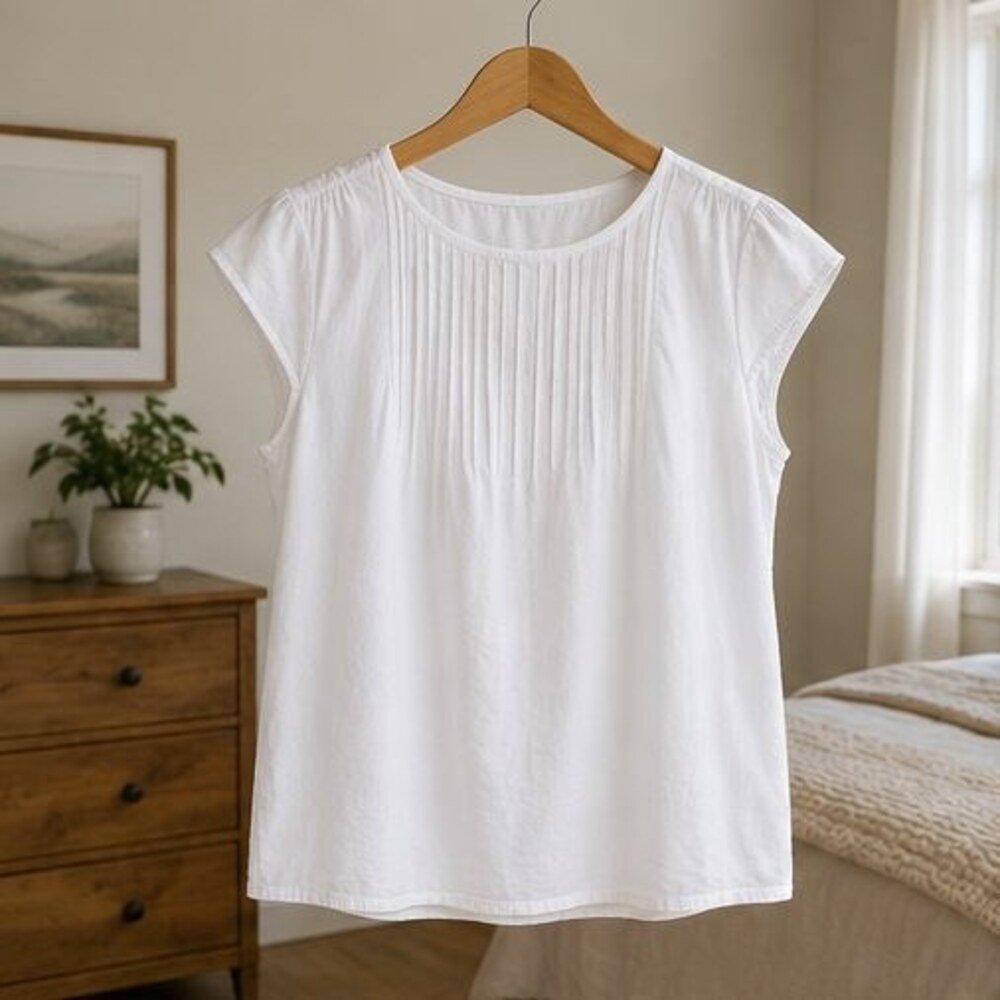 White Pintuck Yoke Blouse
